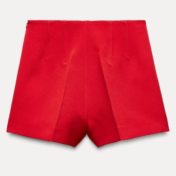 Zara Red High-Waisted Seam Shorts Size Large - Picture 3 of 7